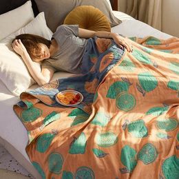 Blankets Cotton 4 Layers Towel Blanket Soft Single And Double Summer Cool Quilt Couples Sleeping Lightweight Bedding