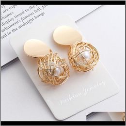 Other Jewelryearrings Fashion Woven Ball Pearl Birds Nest Personalized For Women Temperament Exaggeration Earrings Gifts Drop Delivery 2021 J