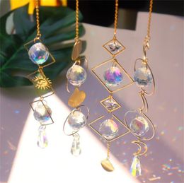 Wholesale Home Colourful Crystals Suncatcher Hanging Sun Catcher with Chain Pendant Ornament Crystal Balls for Window Garden Christmas Day Party Wedding