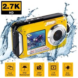 Dual Screen Periscope Lens Underwater Digital Camera Selfie Video Recorder Waterproof Anti-Shake 1080P Full HD 2.4MP TF Card 32GB 16X Zoom