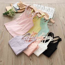 Summer 2 3 4 5 6 7 8 10 Years Children Clothing All Match Baby Beach Vest Candy Colour Sexy Strapless T-Shirt For Kids Girls 210625