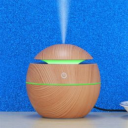 Mini Air Humidifier For Car Home Office Bedroom Freshener USB Aroma Essential Oil Diffuser Wood Grain With LED Night Light