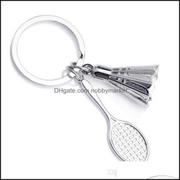 Key Rings Jewellery Badminton Racket Chains Sports Keyrings Creative Holder Bag Aessories Fans Gifts Alloy Wholesale Drop Delivery 2021 O5Pch