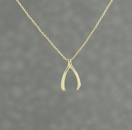 Trendy Wishbone Lucky Pendant Gold Silver Plated Fashion Jewellery Statement Necklace Women Necklaces