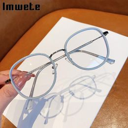 Imwete Fashion Anti Blue Light Glasses Frame Men Women Metal Frames Vintage Optical Eyeglasses Black Spectacles Big Sunglasses