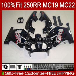 Injection Mould Fairings For HONDA CBR 250RR 250 RR CC 250R CBR 250CC 1988-1989 Bodys 112HC.137 CBR250 RR CC 1988 1989 MC19 88-89 CBR250RR 88 89 OEM Full Kit black glossy