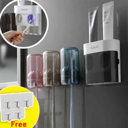 Automatic Toothpaste Squeeze Dispenser And Toothbrush Holder With Cup Set For Home Bathroom Accessory Organiser Tool G-BOOGE 210322