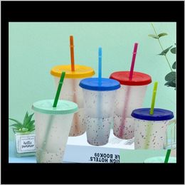 Tumblers Drinkware Kitchen, Bar Home & Garden700Ml Colour Changing Cup Confetti Plastic Cold Water St Kitchen Dining Supplies Drop Delivery 20