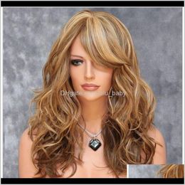 Zf Brand Brown Oblique Bangs Body Wave Women 22 Inch Wavy Curly Natural Hair Cceof 9Mxiq