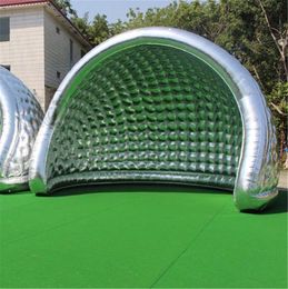 5m W Silver Inflatable Dome Tent Air Igloo Trade Show Camping Marquee Backdrop with Blower for Event Party