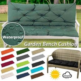 long garden bench Canada - 1pcs 2 3 Seater Thick Garden Bench Cushion Backrest Waterproof Outdoor Terrace Replacement Pad Tatami Long 211203