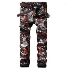 Men's Jeans Wholesale- High Quality Casual Fashion Print Nightclub Straight Hip-Hop Men Denim Trousers Slim For Pants1