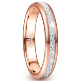NUNCAD 4mm Rose Gold Color Imitation Meteorite Tungsten Carbide Ring Men's Women Fashion Wedding Rings
