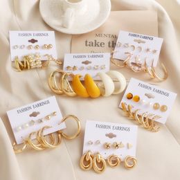 metal butterfly earrings Canada - Stud Gold Metal Circle Hoop Pearl Earrings For Women Fashion Geometric Heart Butterfly Set Statement Jewelry 2021 Pendientes