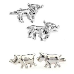 10pairs/lot African Animal Cufflinks RHINO Rhinoceros Cheetah Leopard Buffalo Giraffe Lion Hippo Crocodile Cuff lInks Brass HQ