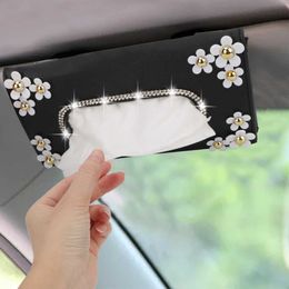 Auto Storage Crystal Paper Box Car Sun Visor Tissue Box Holder Tissue Napkins Bag Organise With Chrysanthemum