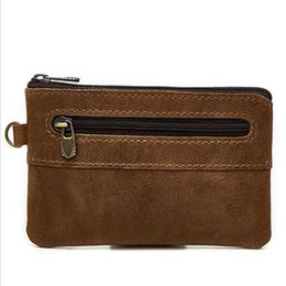 Purses Artmi Unisex Genuine Coin Leather Change Wallets Zipper Bag Fshion Casual Small Wallet