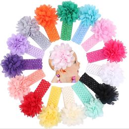 Baby Girls Headband Chiffon Flower Infant Headband Elastic Wide Turbans Hair Band Floral Newborn Headwear Hair Accessories 15 Colors DW5899