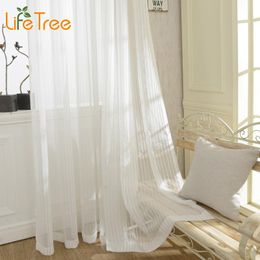 Curtain & Drapes Striped Tulle Curtains For Bedroom Window Sheer Cutrain Living Room Kitchen Translucidus Compartment Blinds