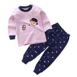 6M 12M 3T 5T Girls Pyjama Sets Long Sleeve Girl Children's Set Cotton O-neck Sleepwear Kids Clothes Suit Toddler Rabbit Swan Cat