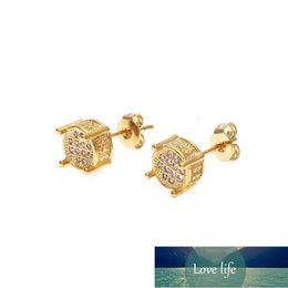 Hip Hop Round Stud Earrings Mens Bling Bling Micro Pave Cubic Zircon CZ Gold Silver Colour Earrings For women Luxury Jewellery Gift