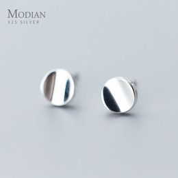 Fashion Simple Unique Design Round Stud Earrings for Women 925 Sterling Silver Wedding Statement Jewelry Brincos 210707