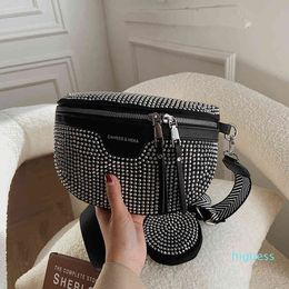 Designer- Shoulder Bags Women Handbags and Purse 2pcs Small Crossbody Luxury Rhinestones