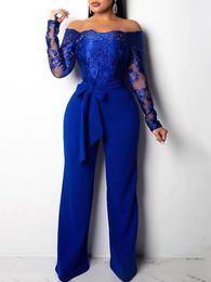 Arabic Royal Blue Evening Dresses Jumpsuit Off Shoulder Prom Dresses Sheath Formal Party Reception Gowns V20