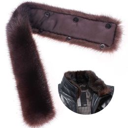 Genuine Mink Fur Collar Scarf Man or Women Garment Accessory Black Brown Mink Fur Collar H0923
