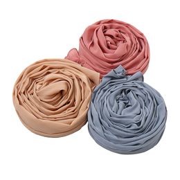 Plain Crinkle Chiffon Dot Pom Pom Hijabs Shawls Scarves Muslim Fashion Headscarf Turbans Bufandas Muslim Head Wraps Snood