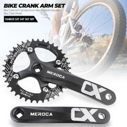 Bike Crank Arm Set Aluminium Alloy Outdoor Mountain Bike Chain Wheel 104BCD 32T 34T 36T 38T