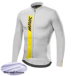 MAVIC Team Mens Winter thermal Fleece Cycling Jersey Long Sleeve Racing Shirts MTB Bicycle Tops Bike Uniform Outdoor Sportswea S21042969
