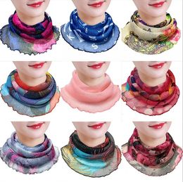 Neck Scarf Women Flower Driving Scarfs Summer Floral Earhloop Face Mask Sunscreen Beach Neckchief Turban Hand Wraps DW5262