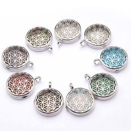 Flower Of Life Alloy Gemstone Box Fashion Pendant Necklace Natural Stone Crystal Quartz Agate European American Style Charm Jewellery Bag Keychain Hanging accessory