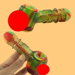 Cool Colourful Resin Portable Silicone Pipes Dry Herb Tobacco Glass Philtre Bowl Innovative Design Mouthpiece Holder High Quality Smoking DHL Free