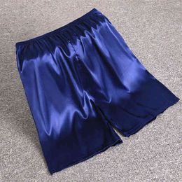 ONTBYB Mens Casual Silk Satin Elastic Waist Pajama Shorts