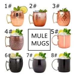 Rose gold Copper Mug Stainless Steel tumblers Beer Coffee Cup Moscow Mule Mug Hammered Coppers Plated Drinkware