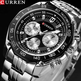 Curren 8077 Full Stainless Steel Band Watches for Men Fashion Army Military Quartz Mens Watch Sport Wristwatch Male Clock Reloje Q0524