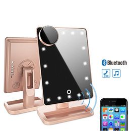Compact Mirrors LED Makeup Mirror 20 Vanity Light Bluetooth Audio Magnifying Countertop Touch Screen Cosmetic 10x Magnifier Small Beauty
