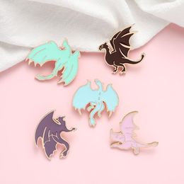 Pins, Brooches Cartoon 4 Color Monochrome Dinosaur Series Model Brooch Cute Mini Dragon Badge For Backpack Hat Bag Collar Lapel Jewlery Gift