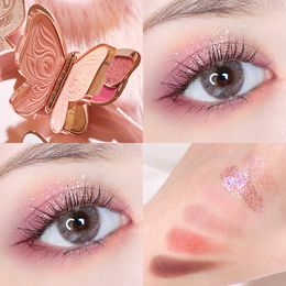 AGAG Butterfly 6 Colors Eye Shadow Lucky Carp Pearlescent Flashing Powder Dumb Bright Color Eyeshadow Palette