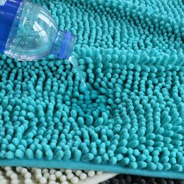 Bath Mats Chenille Bathmat Solid Colours Soft Comfortable Bathroom Water Absorption Rug Shower Anti-slip Carpet