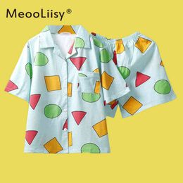 MeooLiisy Pijama Women's Pyjamas for Woman Summer Sleepwear Suits with Shorts Pyjama Set Home Clothes Pyjamas 211109
