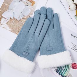 Fashion Women Gloves Autumn Winter Cute Furry Warm Full Female Finger Sport Outdoor Y3Z41