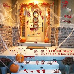 Wall Stickers Halloween Theme Removable Bloody Bat Hand Foot Print Sticker Terrifying Party Door Window Decoration