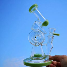 Heady Sidecar Hookahs Double Recycler Glass Bongs 14 Female Joint Witn Bowl Water Pipes Slitted Donut Perc Oil Dab Rigs 2 Colours Water Pipes