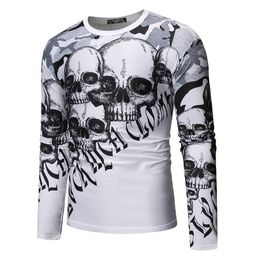 Eu Size New Men's Fashion Skull Print Long Sleeve T-shirt