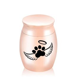 5 Colours Optional Pendant Dog Paw Angel Wings Keepsake Urn Small 30x40Mm Pet Ashes Memorial commemorate Jar For Women/Men