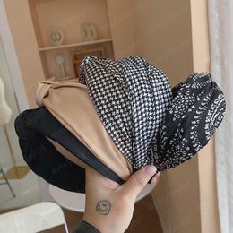 Fashion Women's Hairband Plaid Flower Headband Wide Side Classic Turban Adult Casual Headwear Hair Accessories