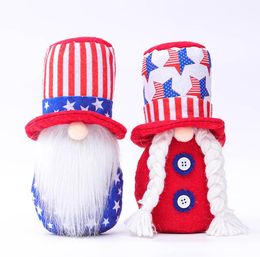 Party Supplies Independence Day Patriotic Gnome American Stars and Stripes Handmade Dwarf Doll 4th of July Kids Toys Home Tabletop Decoration SN2119